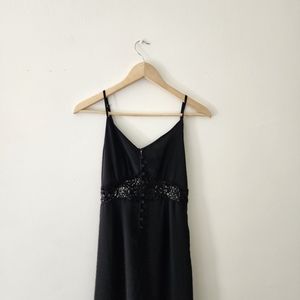 I AM | Black Maxi Dress with Wraparound See Through Crochet Design